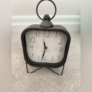 Rae Dunn Black Metal Standing table top Clock